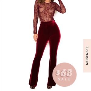 House of CB “Wine” Velvet High Waist Pants
